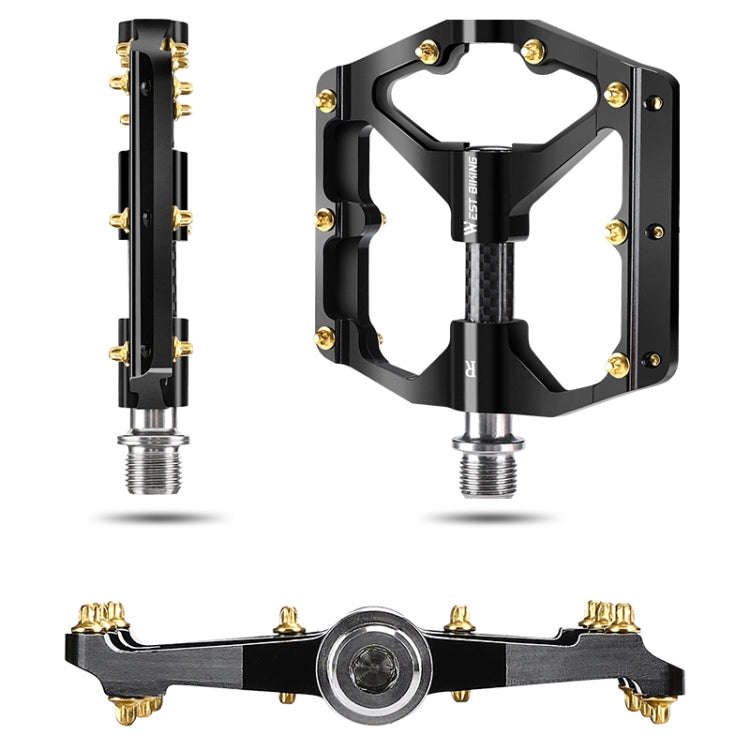 WEST BIKING 3 Bearings Ultralight Carbon Fiber Bushing Mountain Bike Pedal(Titanium)