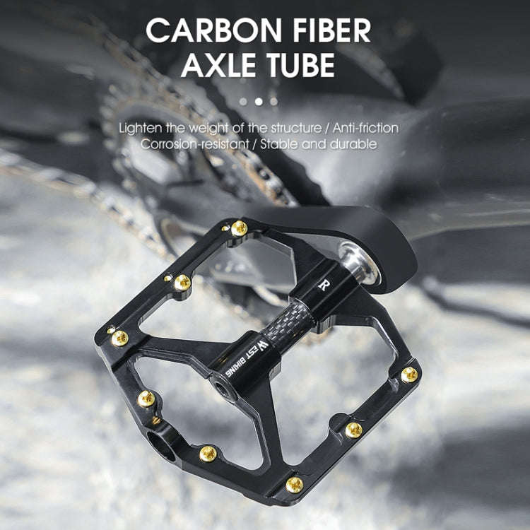 WEST BIKING 3 Bearings Ultralight Carbon Fiber Bushing Mountain Bike Pedal(Titanium)