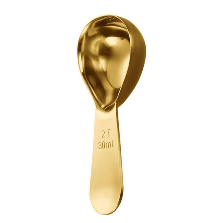 30ml 304 Stainless Steel Thickened Coffee Spoon With Scale Measuring Bean Spoon, Color: Gold