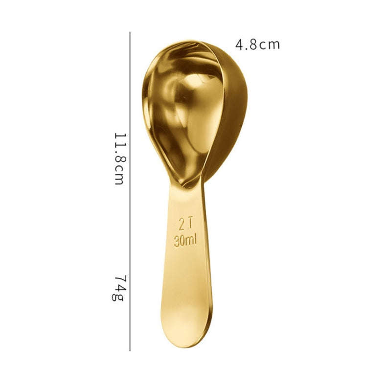 30ml 304 Stainless Steel Thickened Coffee Spoon With Scale Measuring Bean Spoon, Color: Gold