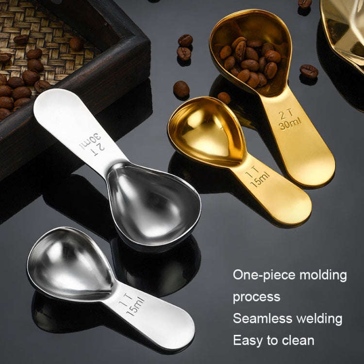 30ml 304 Stainless Steel Thickened Coffee Spoon With Scale Measuring Bean Spoon, Color: Gold
