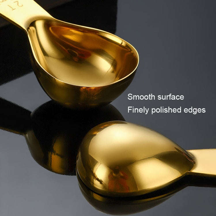 30ml 304 Stainless Steel Thickened Coffee Spoon With Scale Measuring Bean Spoon, Color: Gold