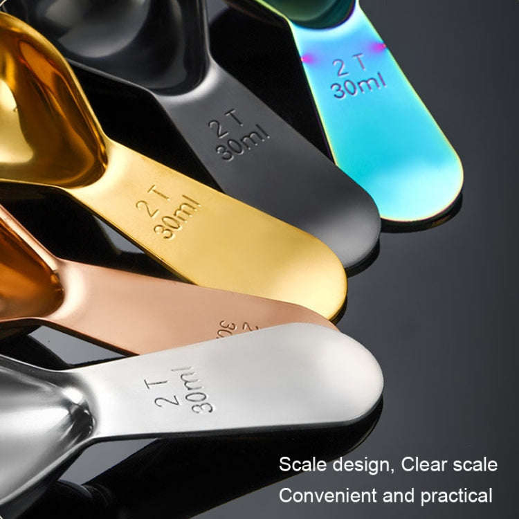 30ml 304 Stainless Steel Thickened Coffee Spoon With Scale Measuring Bean Spoon, Color: Gold
