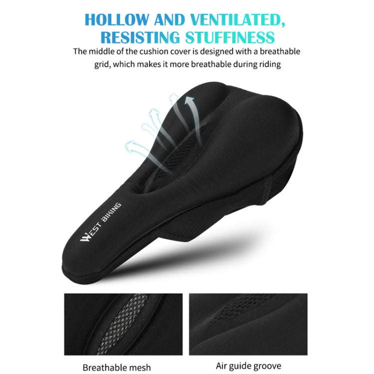 WEST BIKING Bike Cushion Cover Thick Silicone Quick Release Seat Cushion(Black)