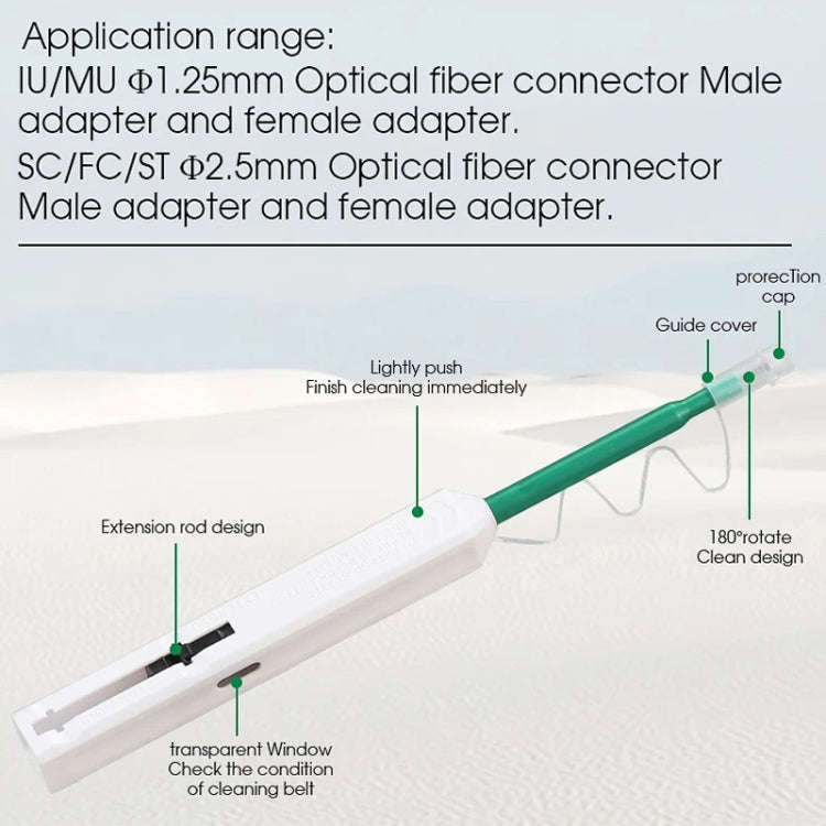 2pcs /Set Fiber Optic Cleaning Pen Endface Cleaner Fiber Optic Cleaning Tool for 1.25mm LC/Mu and...
