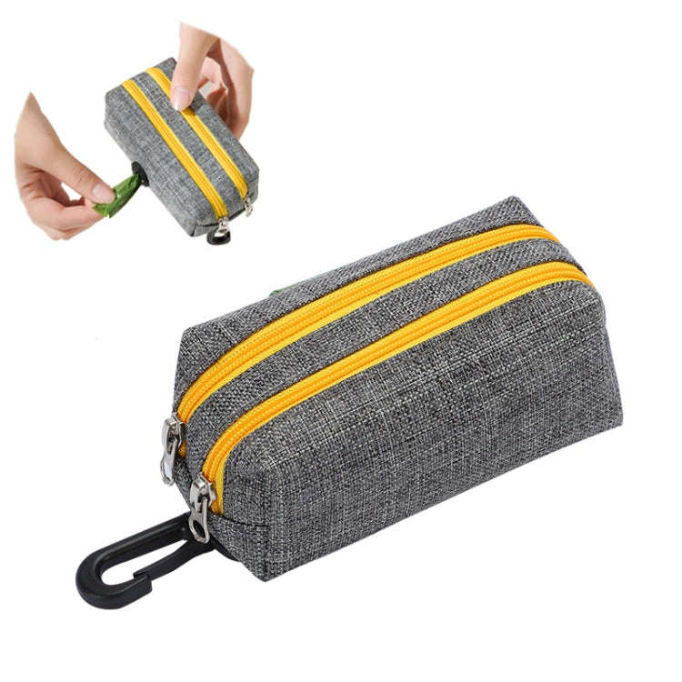 Outdoor Pet Waste Bag Dog Poop Collection Bag(Gray Yellow Dual Zipper)