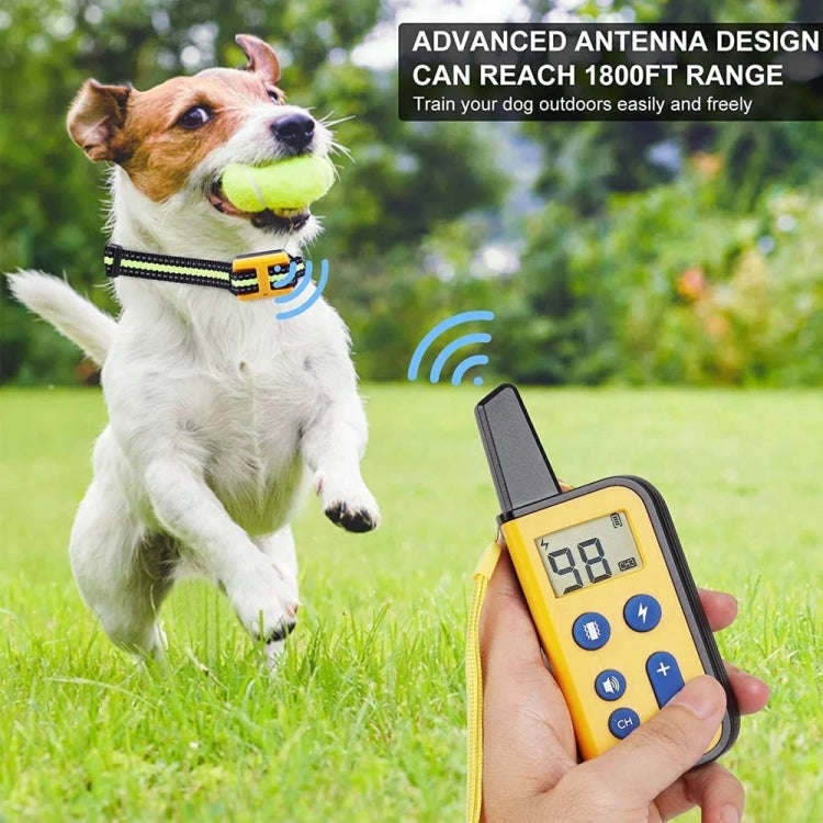 800m Remote Control Dog Trainer Stop Barker Vibration Pet Collar(Khaki)