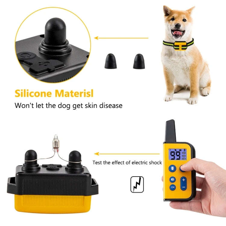 800m Remote Control Dog Trainer Stop Barker Vibration Pet Collar(Khaki)