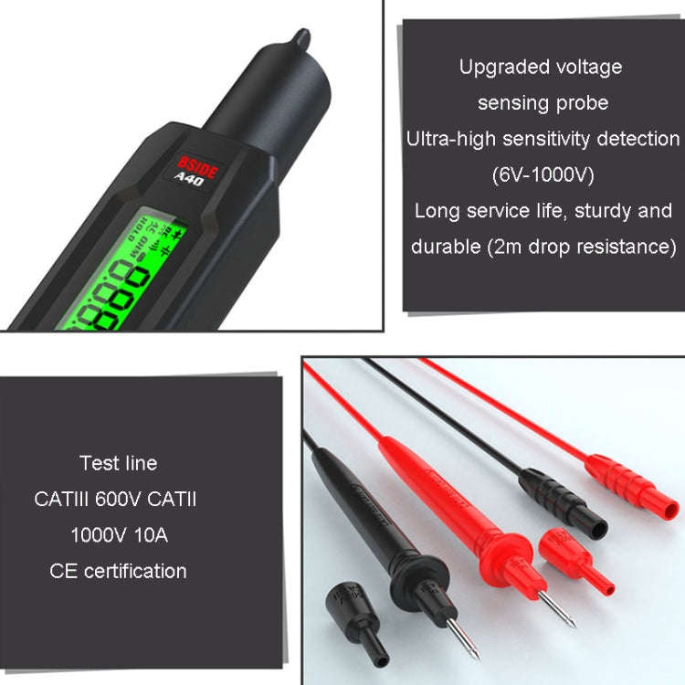 BSIDE A40 Infrared Thermometer Electric Pen Type Intelligent Multimeter VFC Inverter Voltage Test...