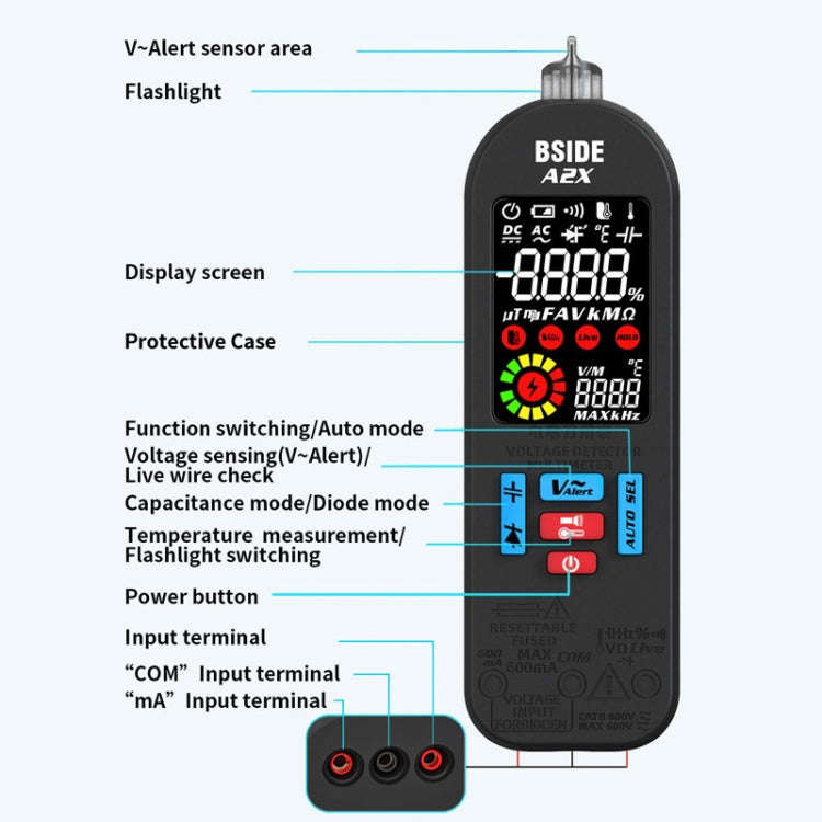 BSIDE A2X Charging Model Mini Digital Pen Auto Ranging Multimeter