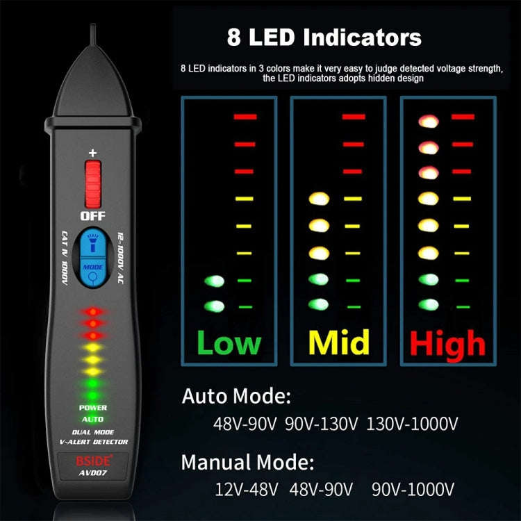 BSIDE AVD07 Smart Dual Mode Electric Pen Non-Contact Break-Point Sensing AC Voltage Tester