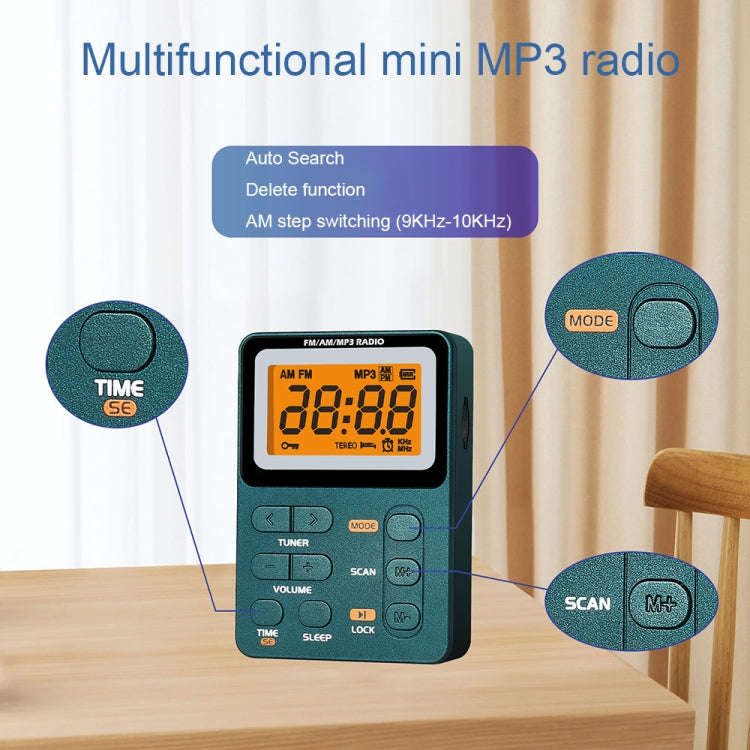 SH-01M Mini Portable Multifunctional Digital Display Two-Channel Radio, Size: JPN Version(Silver ...