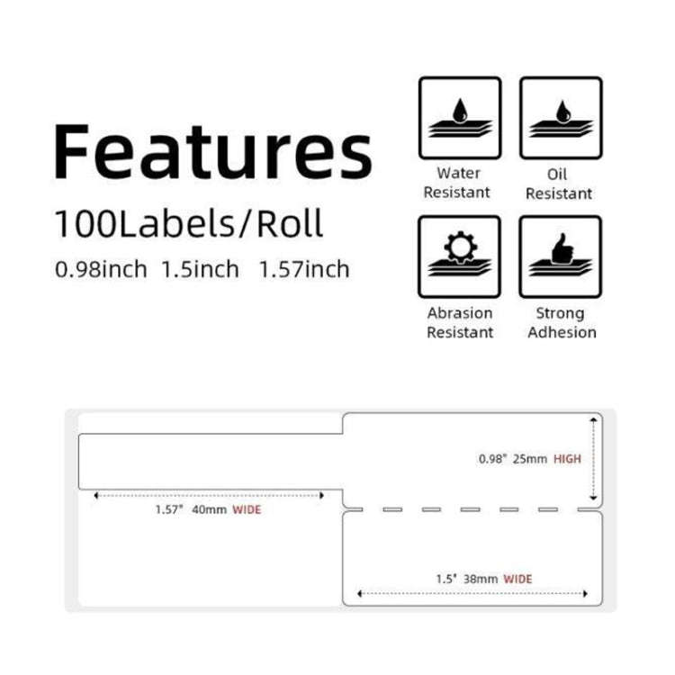 For Phomemo M110 / M200 100pcs /Roll 25x38mm Cable Self-Adhesive Thermal Labels(Red)