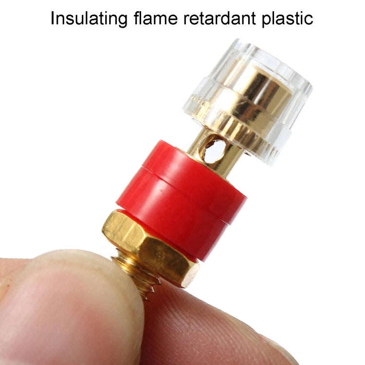 Small Copper Transparent Audio Column M6 Crystal Banana Holder Terminal Block(Red)