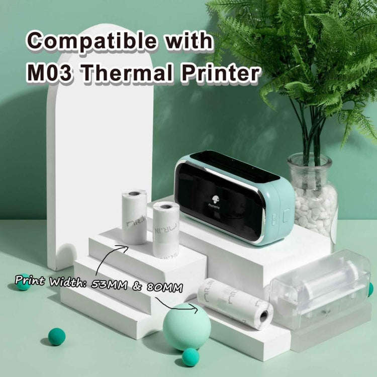 For Phomemo M03 Series 3rolls /Pack 80mmx3.5m 10 Years Thermal Self-adhesive Black on White Print...