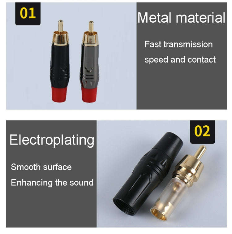 Pure Copper Soldered RCA Male Audio/Video Plug Assembled With AV Lotus Connector(Red)