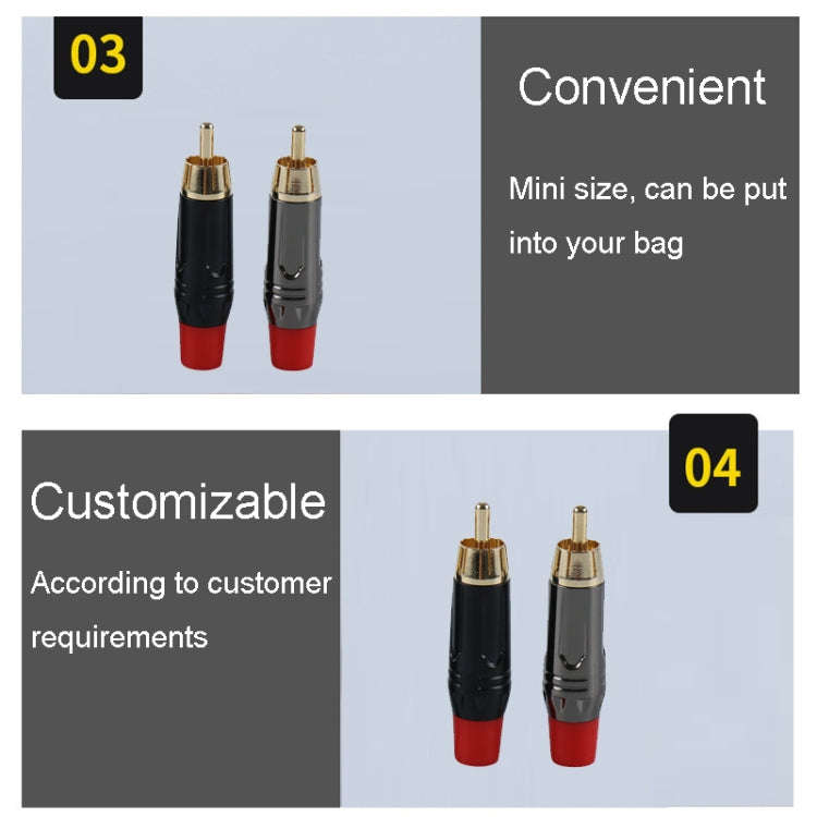 Pure Copper Soldered RCA Male Audio/Video Plug Assembled With AV Lotus Connector(Red)