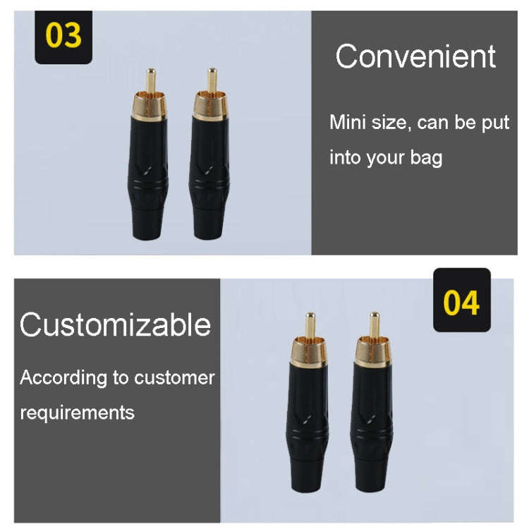 Pure Copper Soldered RCA Male Audio/Video Plug Assembled With AV Lotus Connector(Black)
