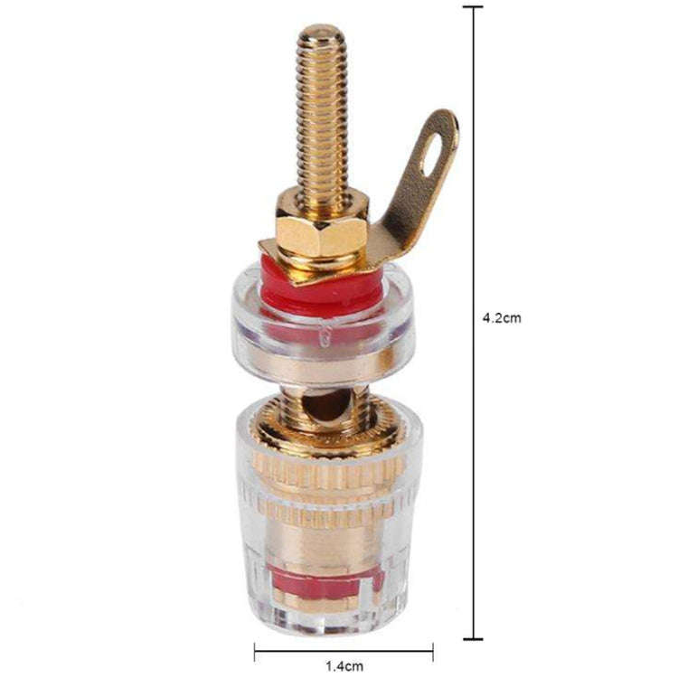Medium Extended Transparent Terminal Block 4mm Banana Socket Audio Amplifier Junction Post(Red)