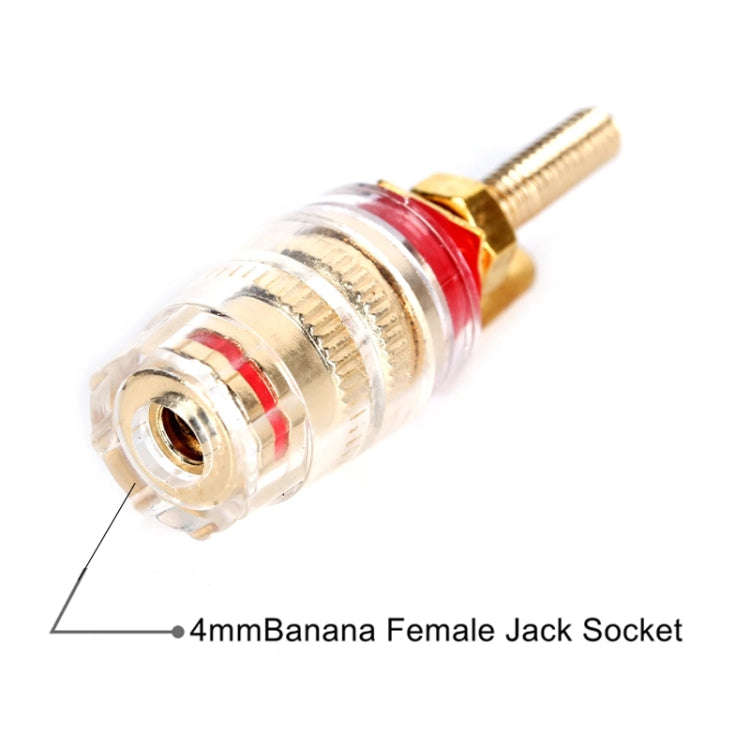 Medium Extended Transparent Terminal Block 4mm Banana Socket Audio Amplifier Junction Post(Red)