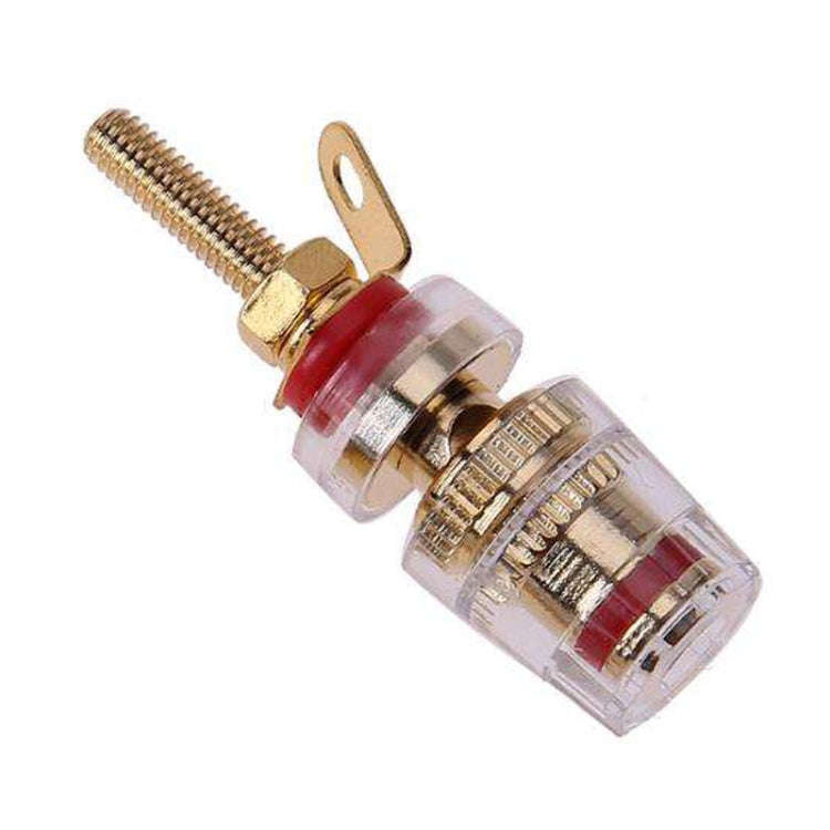 Medium Extended Transparent Terminal Block 4mm Banana Socket Audio Amplifier Junction Post(Red)