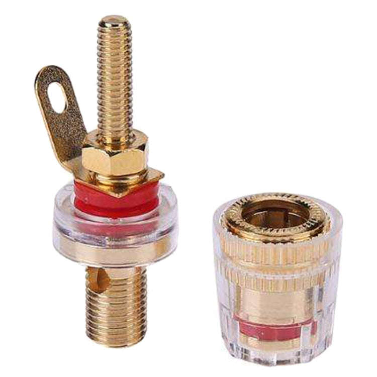 Medium Extended Transparent Terminal Block 4mm Banana Socket Audio Amplifier Junction Post(Red)