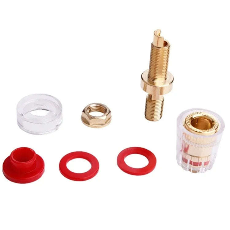 Large Transparent Crystal Terminal Block M8 Amplifier Speaker Connector(Red)
