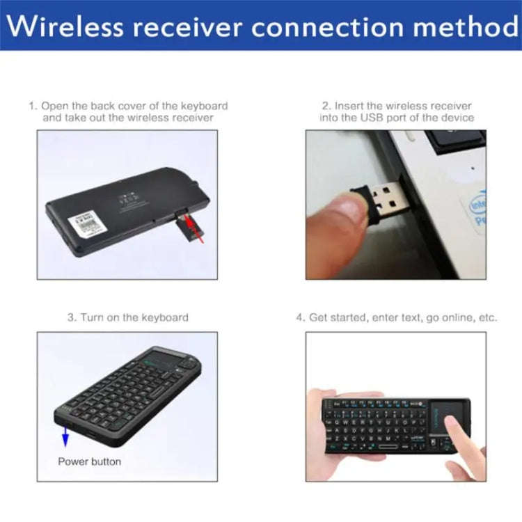 Rii X1 2.4G Mini Classic Wireless Keyboard Keypad And Mouse All-In-One Kit(Black)