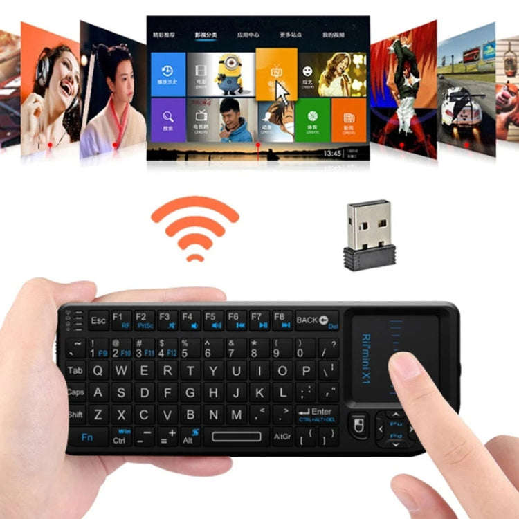 Rii X1 2.4G Mini Classic Wireless Keyboard Keypad And Mouse All-In-One Kit(Black)