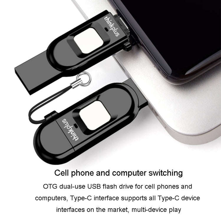 Lenovo Thinkplus TFU301 Dual Interface Type-C+USB Fingerprint Encrypted USB Flash Drive, Capacity...