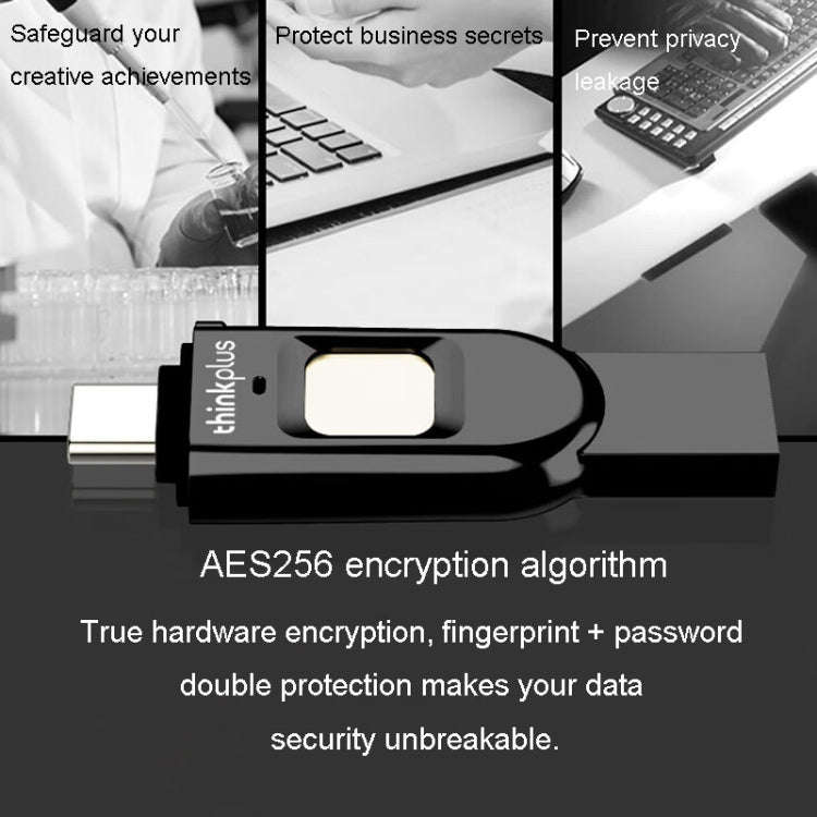 Lenovo Thinkplus TFU301 Dual Interface Type-C+USB Fingerprint Encrypted USB Flash Drive, Capacity...