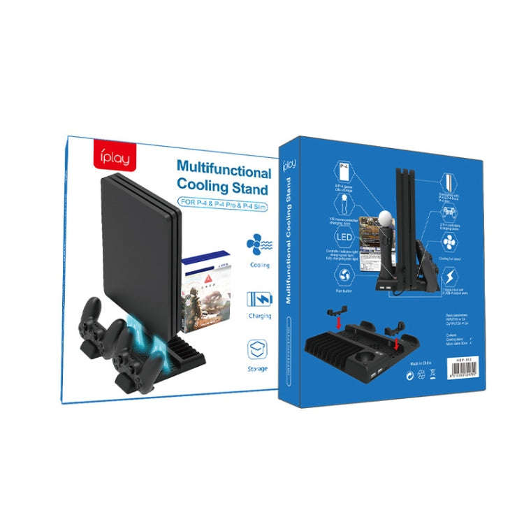 For PS4/PS4 Pro/PS4 Slim Host iplay Dual-seat Charging Multi-function Cooling Base Storage Bracke...