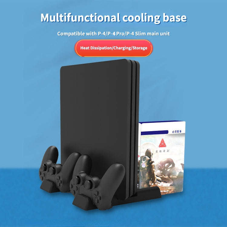 For PS4/PS4 Pro/PS4 Slim Host iplay Dual-seat Charging Multi-function Cooling Base Storage Bracke...