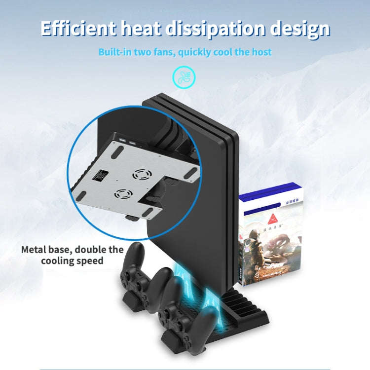 For PS4/PS4 Pro/PS4 Slim Host iplay Dual-seat Charging Multi-function Cooling Base Storage Bracke...