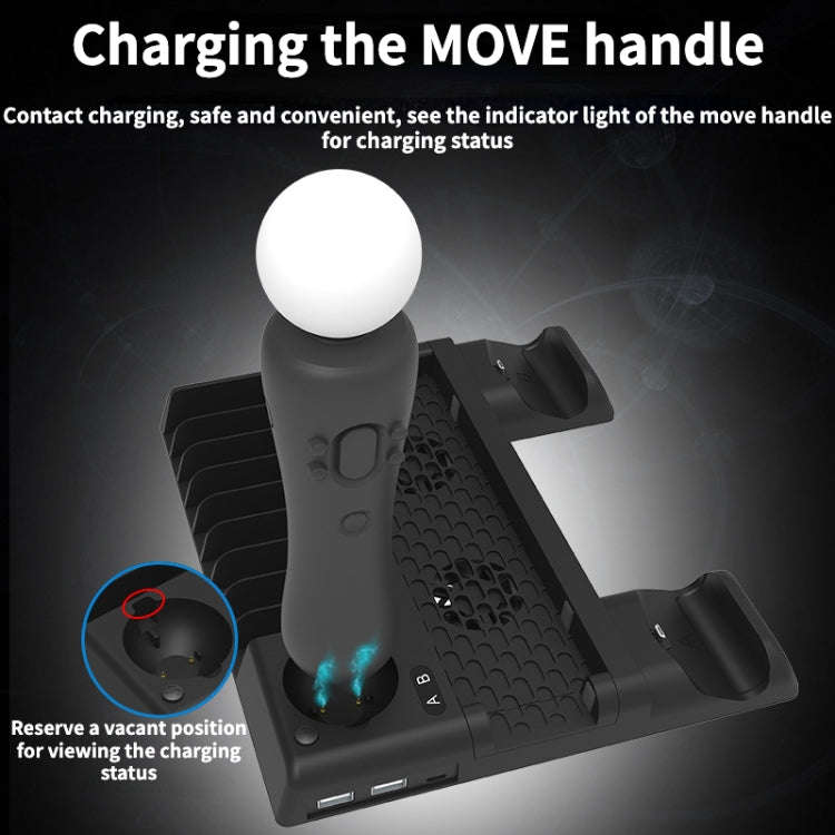 For PS4/PS4 Pro/PS4 Slim Host iplay Dual-seat Charging Multi-function Cooling Base Storage Bracke...
