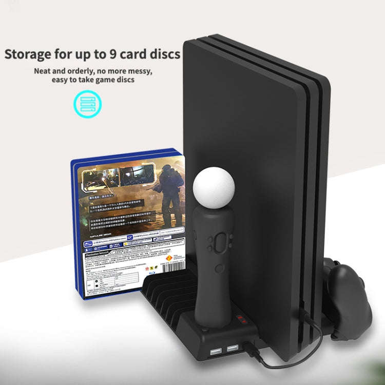 For PS4/PS4 Pro/PS4 Slim Host iplay Dual-seat Charging Multi-function Cooling Base Storage Bracke...