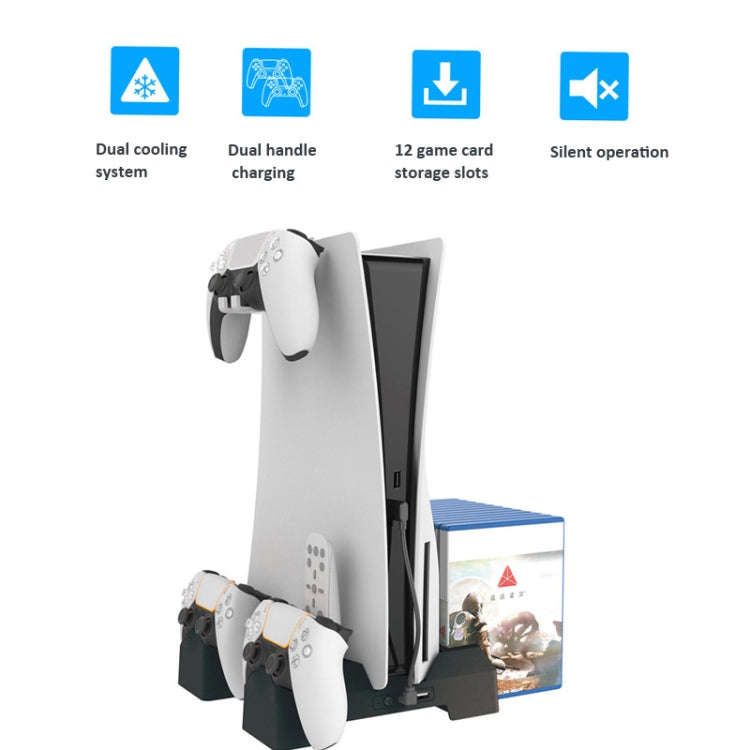 For PS5 iplay Dual-seat Charging and Cooling Base Bracket Storage Rack(White)