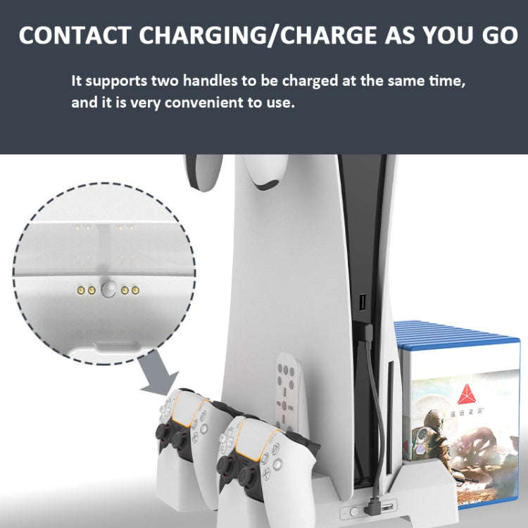 For PS5 iplay Dual-seat Charging and Cooling Base Bracket Storage Rack(White)