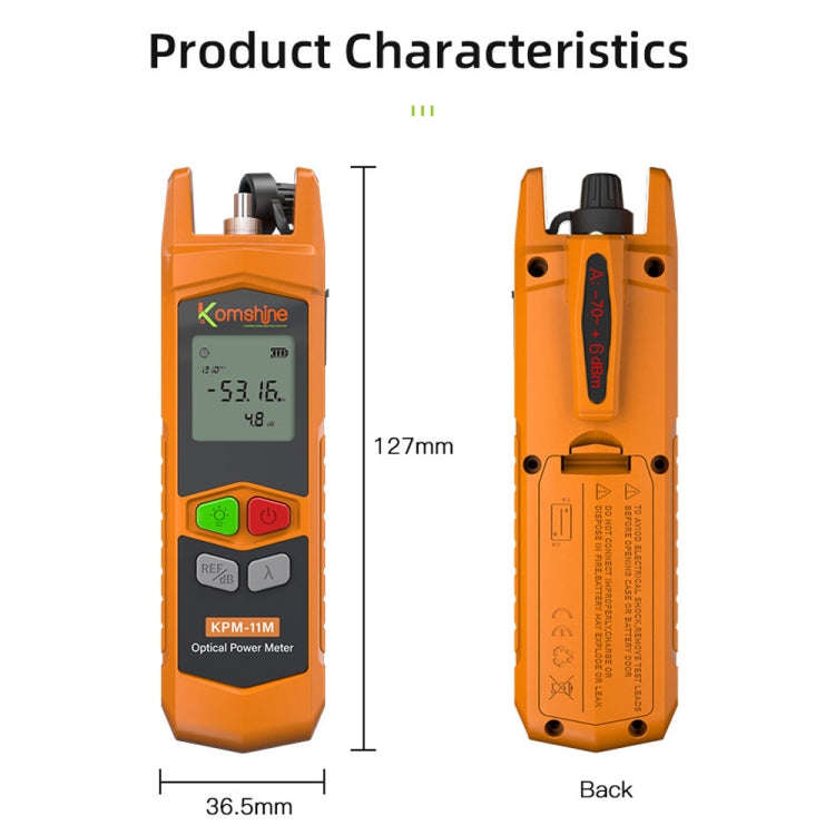 Komshine High Precision Optical Power Meter Mini Fiber Optic Light Attenuation Tester With LED, S...