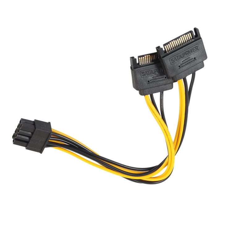 0.2m Full Copper GPU Graphics Card 8 Pin Female To Double 15 Pin SATA Computer Motherboard Power ...