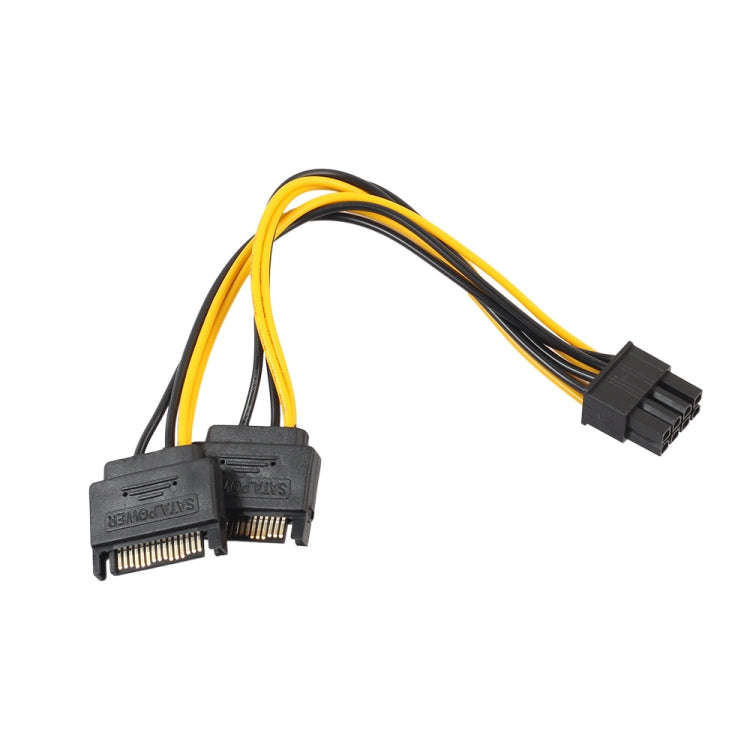 0.2m Full Copper GPU Graphics Card 8 Pin Female To Double 15 Pin SATA Computer Motherboard Power ...