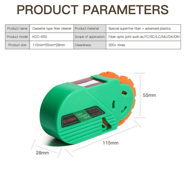 Komshine Handheld Cassette Optical Fiber Connector Cleaning Cartridge With Core(KCC-600)
