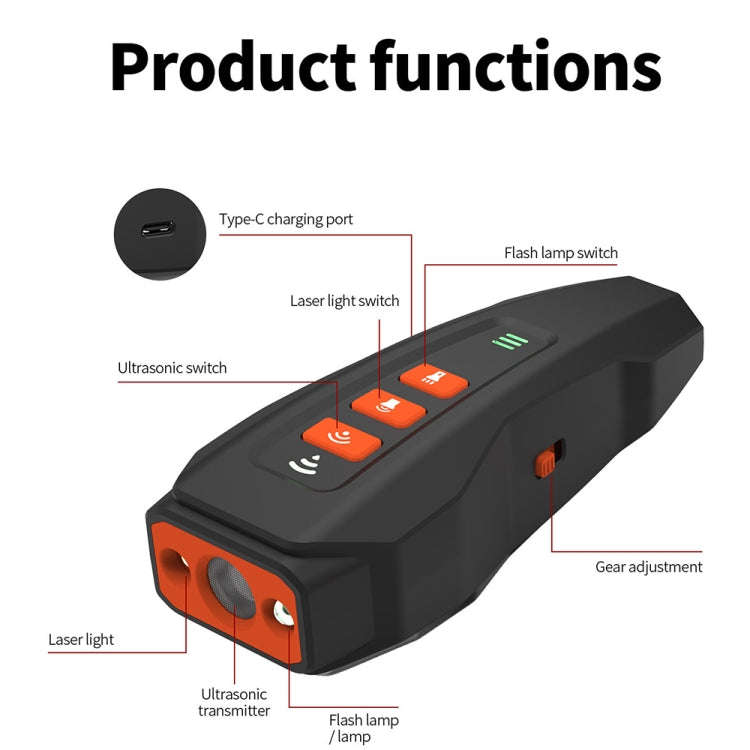 LED Flashing Light Handheld Ultrasonic Bark Arrester Frequency Conversion Dog Training Device(Bla...