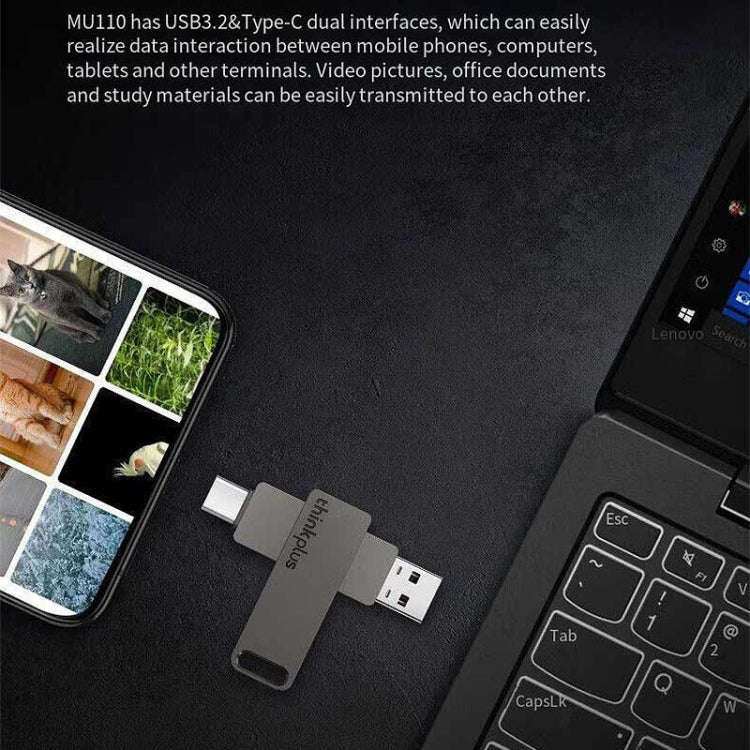 Lenovo Thinkplus MU110 USB3.2+Type-C Dual Interface Rotation Flash Drive, Size: 32GB(Grey)