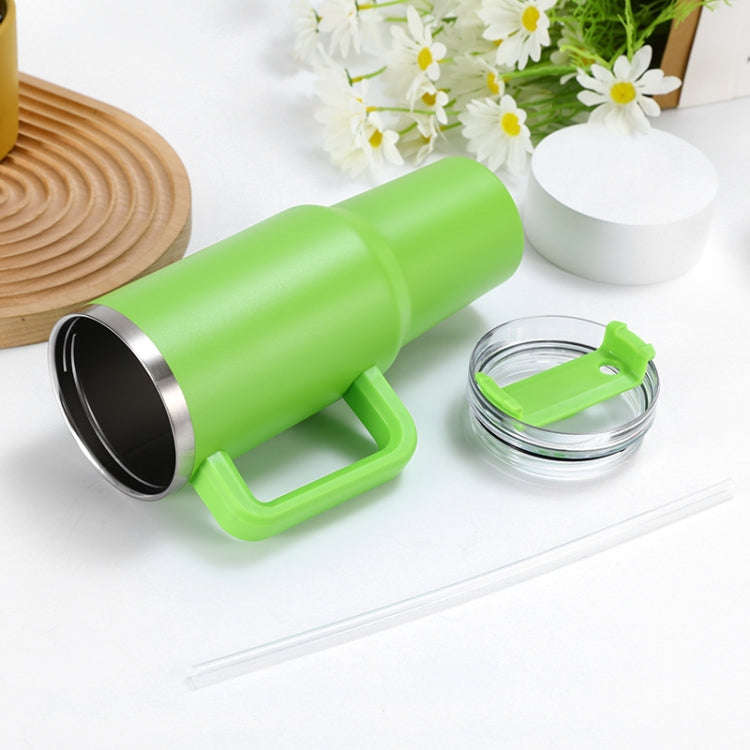 40oz Car Cup Double-Layer Vacuum Cup With Straw Handle Stainless Steel Thermos Cup(Gen1 White)