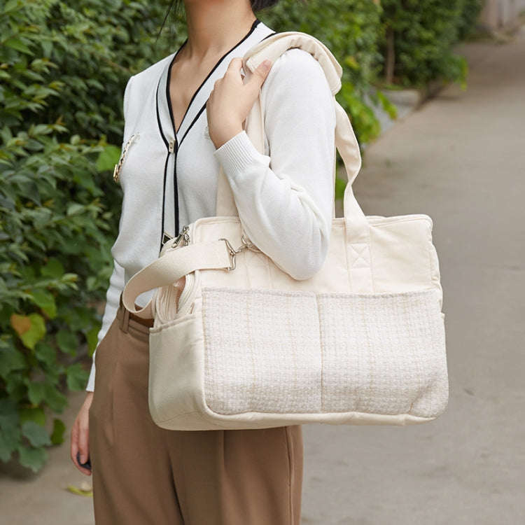 Portable Cotton Canvas Outing Shoulder Cat Bag(Beige)