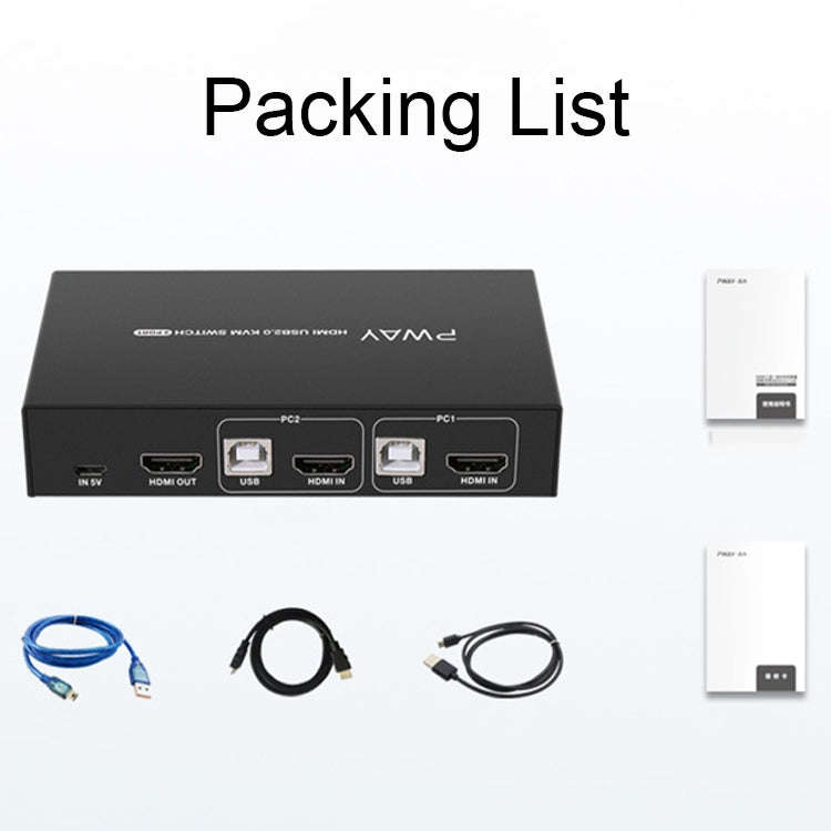 PWAY PW-S7201H 2 In 1 Out HDMI KVM Switch 4K HD Video Screen Cutter