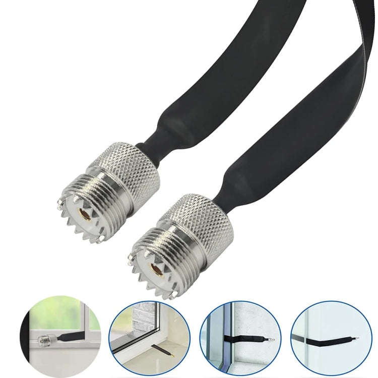 Window/Door Pass Through Flat RF Coaxial Cable UHF 50 Ohm RF Coax Pigtail Extension Cord, Length:...