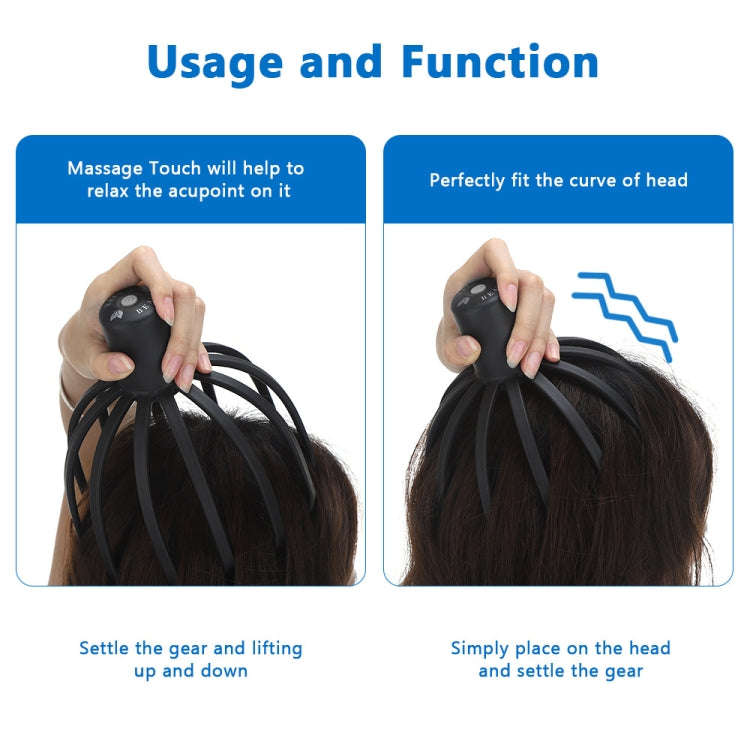 Electrical Scalp Massager Multi-Claw Vibrating Stress Relief Stimulating Hair Scratcher(Black)