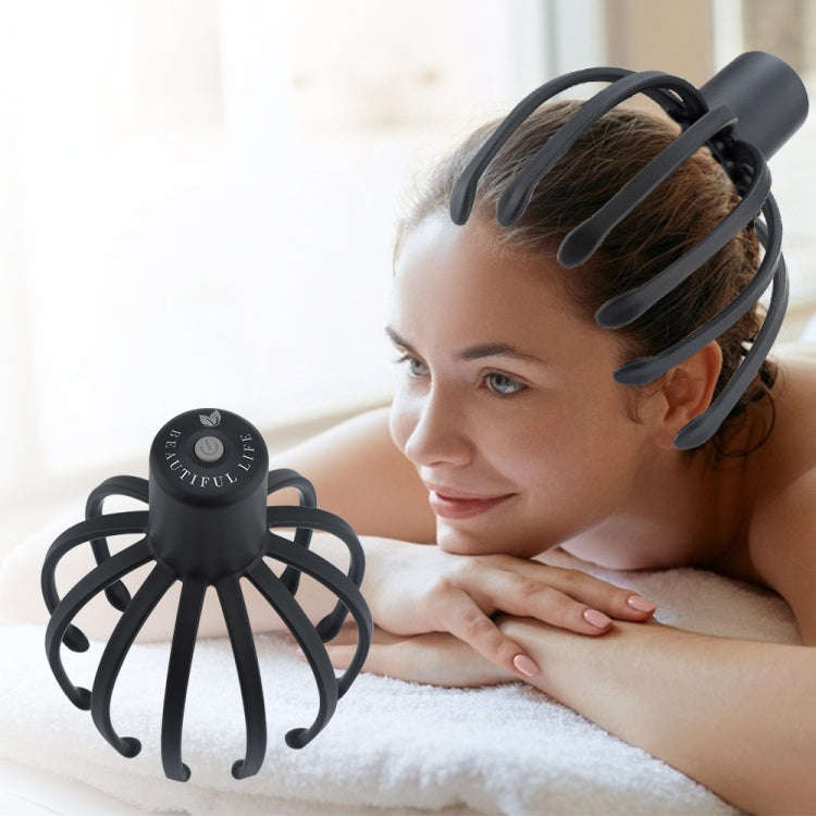 Electrical Scalp Massager Multi-Claw Vibrating Stress Relief Stimulating Hair Scratcher(Black)